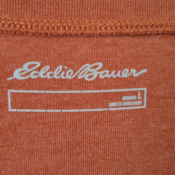 Eddie Bauer Top Long Sleeves Fall V-neck Stretch Cotton Burnt Orange Large - Picture 5 of 7